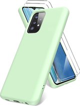 Hoesje Geschikt Voor Samsung Galaxy A52s Hoesje - Galaxy A52 5G / 4G hoesje Silicone Groen - Galaxy A52 Liquid Silicone Soft Nano cover - 2pack Screenprotector Galaxy A52