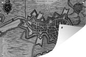 Affiche de jardin historique en noir et blanc de Montagnes op Zoom - Plan d'étage 120x80 cm - Toile de jardin / Toile d'extérieur / Peintures pour l'extérieur (décoration de jardin)