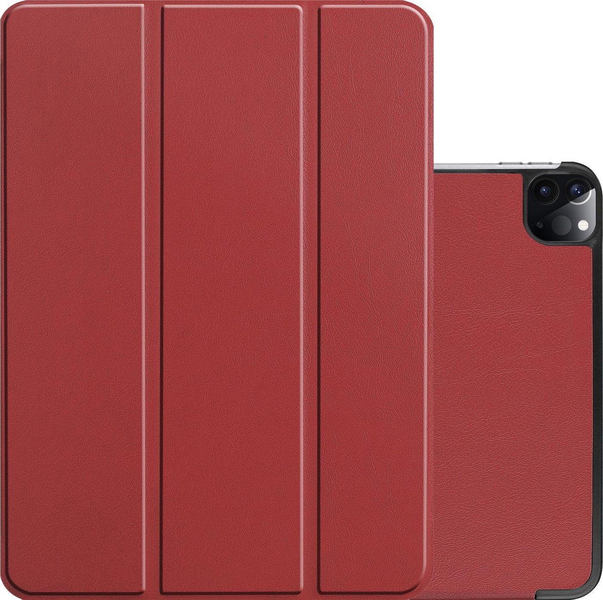 Hoes - Geschikt voor Apple iPad Pro (2021) - 11 inch - 3e generatie - Dun & Stevig - Trifold Bookcase - Hard Cover - Hardcover Book Case - Tablet Hoesje - Donkerrood