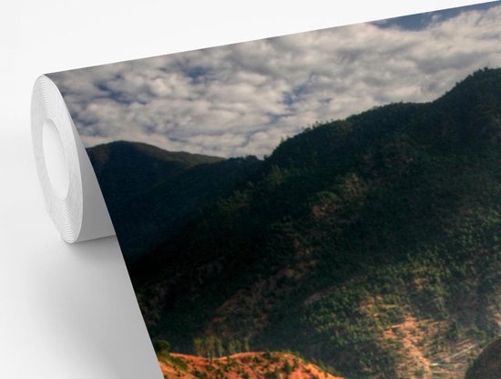 Papier peint Papier peint photo en vinyle - Champs de riz au Bhoutan largeur 330 cm x hauteur 220 cm - Tirage photo sur papier peint (disponible en 7 tailles)