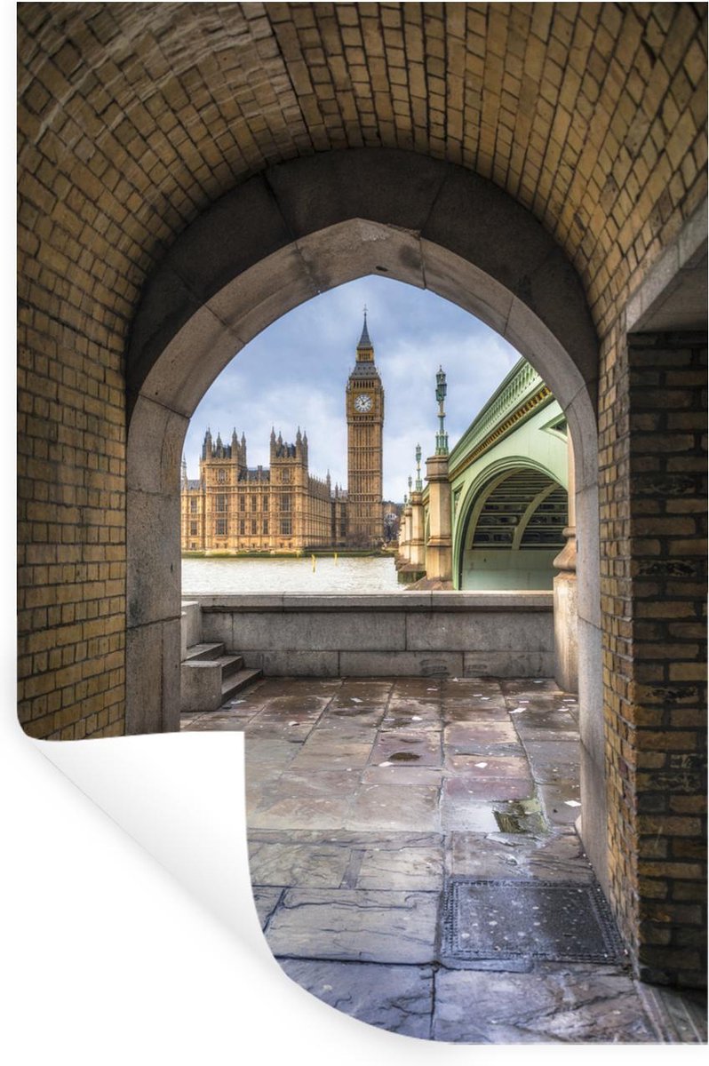 Muurstickers - Sticker Folie - Uitzicht op de Houses of Parliament en de Westminster Bridge in Londen - 40x60 cm - Plakfolie - Muurstickers Kinderkamer - Zelfklevend Behang - Zelfklevend behangpapier - Stickerfolie - StickerSnake