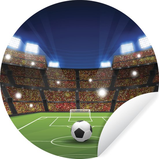Illustration d'un stade de football plein de gens Sticker mural cercle mural ⌀ 30 cm / cercle papier peint / cercle mural / cercle vivant - autocollant et coupe ronde