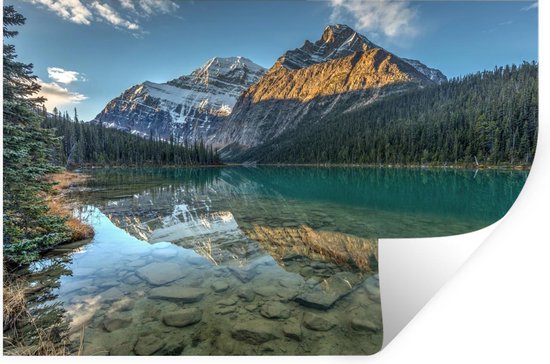 Muurstickers - Sticker Folie - Landschap van het Nationaal park Jasper in Noord-Amerika - 60x40 cm - Plakfolie - Muurstickers Kinderkamer - Zelfklevend Behang - Zelfklevend behangpapier - Stickerfolie