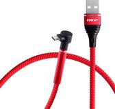 ENKAY ENK-CB305 2.4A USB naar micro-USB Doektextuur Ronde kabel Gegevensoverdracht Oplaadkabel met houderfunctie, lengte: 1m (rood)