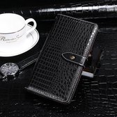 Voor wiko y60 idewei krokodil textuur horizontale flip lederen tas met houder en kaartsleuven en portemonnee (zwart)
