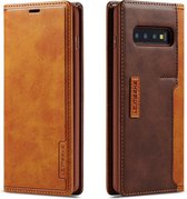 Voor Galaxy S10 LC.IMEEKE LC-001-serie PU + TPU kleuraanpassing frosted horizontale flip lederen tas met houder en kaartsleuf (bruin)