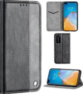 Voor Huawei P40 Pro Business Effen kleurstiksels Multifunctionele horizontale flip lederen tas met beugel en kaartsleuven (grijs)