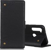 Voor Xiaomi Redmi Note 8T koperen gesp Retro Crazy Horse-textuur Horizontale flip lederen tas met houder en kaartsleuven en portemonnee (zwart)