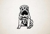 Wanddecoratie - Hond - Shar-Pei 1 - XS - 29x20cm - Zwart - muurdecoratie - Line Art