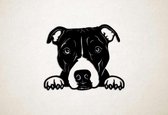 Wanddecoratie - Hond - Pitbull 2 - XS - 24x29cm - Zwart - muurdecoratie - Line Art