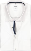 OLYMP Luxor comfort fit overhemd - korte mouw - wit structuur 2-ply (contrast) - Strijkvrij - Boordmaat: 43