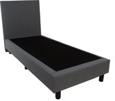 Bedworld Boxspring 100x200 cm zonder Matras - 1 Persoons Bed - Massieve Box met Luxe Hoofdbord - Grijs