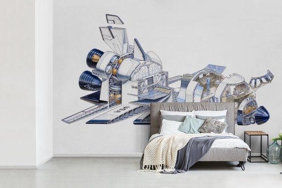 Papier peint photo vinyle - Une illustration de la coupe transversale d'une Shuttle spatiale de la NASA largeur 330 cm x hauteur 220 cm - Tirage photo sur papier peint (disponible en 7 tailles)