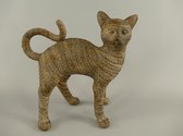 Polyresin beeld - Bruine kat - Klassieke look - 26 cm hoog