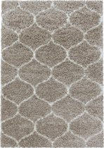 Extra hoogpolig shaggy vloerkleed Salsa - beige - 80x150 cm