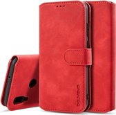 Voor Huawei P Smart 2019 DG.MING Retro Oil Side Horizontal Flip Case met houder & kaartsleuven & portemonnee (rood)
