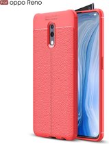 Litchi Texture TPU schokbestendige hoes voor OPPO Reno (rood)