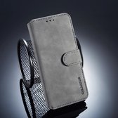 DG.MING Retro Oil Side Horizontal Flip Case voor Huawei P20, met houder & kaartsleuven & portemonnee (grijs)
