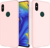 Effen kleur Vloeibare siliconen valbestendige beschermhoes voor Xiaomi Mi Mix 3 (roze)