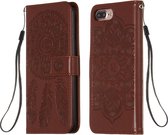 Voor iPhone 8 Plus / 7 Plus Dream Catcher afdrukken Horizontale flip lederen tas met houder & kaartsleuven & portemonnee & lanyard (bruin)