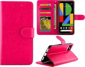 Voor Google Pixel4 XL Crazy Horse Texture Leather Horizontale Flip Beschermhoes met houder & kaartsleuven & portemonnee & fotolijst (magenta)