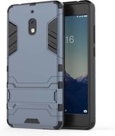 Shockproof PC + TPU Case voor Nokia 2.1, met houder (Navy Blue)