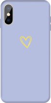 Voor iphone xs / x gouden liefde-hart patroon kleurrijke frosted tpu telefoon beschermhoes (licht paars)