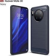 Brushed Texture Carbon Fiber TPU Case voor Huawei Mate 30 (Navy Blue)