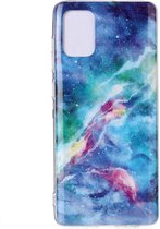 Voor Galaxy A51 Gekleurd tekenpatroon IMD-afwerking Soft TPU beschermhoes (blauwe lucht)