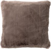 Dutch Decor ZAYA - Kussenhoes 45x45 cm - bontlook - effen kleur - Driftwood - taupe - met rits - zonder binnenkussen