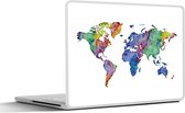 Laptop sticker - 13.3 inch - Wereldkaart - Waterverf - Regenboog - 31x22,5cm - Laptopstickers - Laptop skin - Cover