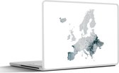 Laptop sticker - 13.3 inch - Kaart Europa - Aquarelverf - Grijs - 31x22,5cm - Laptopstickers - Laptop skin - Cover