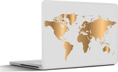 Laptop sticker - 11.6 inch - Wereldkaart - Goud - Golven - 30x21cm - Laptopstickers - Laptop skin - Cover