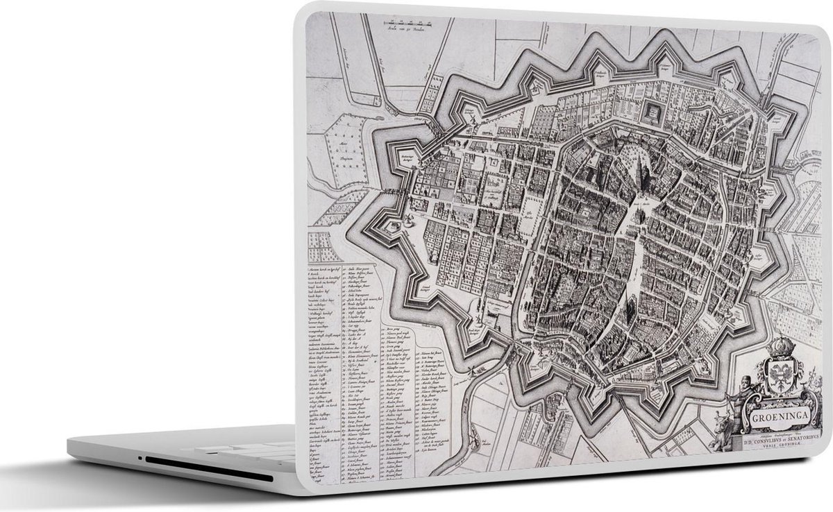 Laptop sticker - 11.6 inch - Kaart - Groningen - Geschiedenis - 30x21cm - Laptopstickers - Laptop skin - Cover