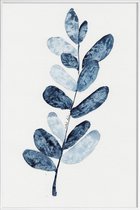 JUNIQE - Poster in kunststof lijst Blue Plant -20x30 /Blauw & Wit