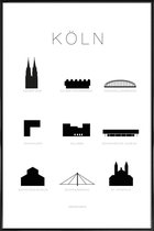 JUNIQE - Poster met kunststof lijst Köln -30x45 /Wit & Zwart