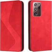 Voor Samsung Galaxy Note20 Ultra Skin Feel Magnetisch S-type Effen Kleur Horizontale Flip Lederen Case met Houder & Kaartsleuf & Portemonnee (Rood)