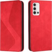 Voor Samsung Galaxy A22 5G Huid Voelen Magnetisch S-type Effen Kleur Horizontale Flip Lederen Case met Houder & Kaartsleuf & Portemonnee (Rood)