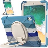 Voor iPad Pro 10.5 2017/Air 10.5 2019 Siliconen + pc-beschermhoes met houder en schouderriem (kleurrijk blauw)