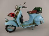 metaalkunst - antieke scooter - blauw - 10 cm hoog