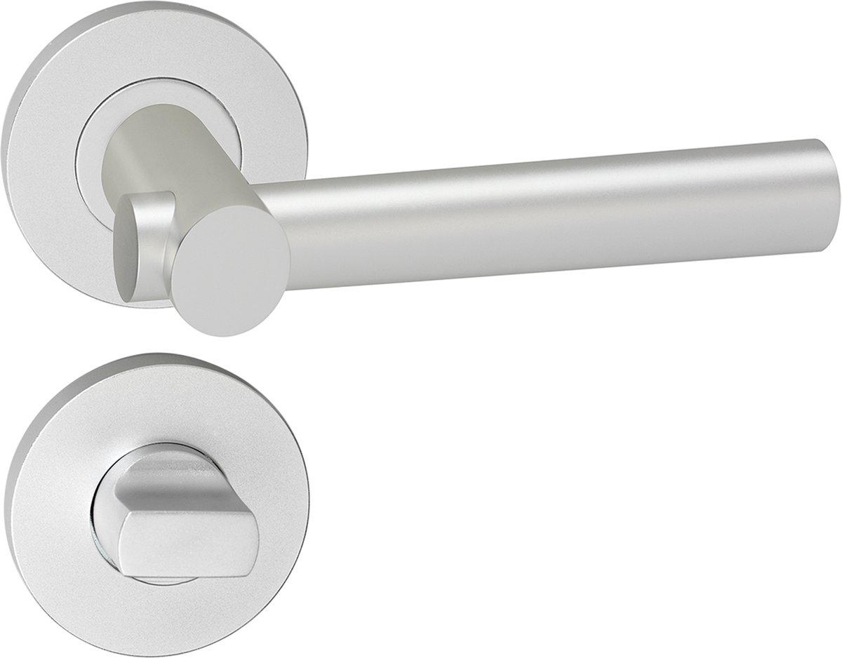 Deurkruk - Impresso Dover - Voor binnen - Rond met rond Toiletrozet - Aluminium - 2 stuks