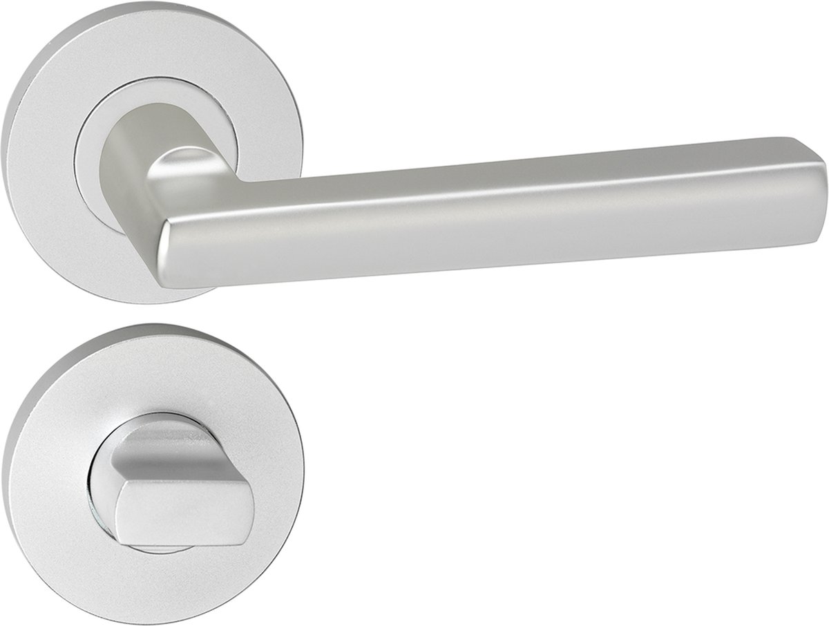 Deurkruk - Impresso Leeds - Voor binnen - Rond met rond Toiletrozet - Aluminium - 2 stuks