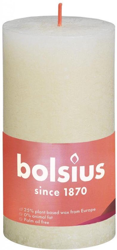 Bolsius Stub Bandle Perle douce Ø68 mm - Hauteur 13 cm - Perle Blanc - 60 heures de brûlure