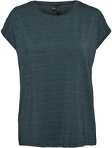 Vero Moda VMLAVA PLAIN SS TOP LUREX - Sea Moss Blue