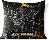 Tuinkussen - Stadskaart - Zoetermeer - Goud - Zwart - 40x40 cm - Weerbestendig - Plattegrond