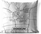 Coussin de jardin - Plan de la ville - Dokkum - Grijs - Wit - 40x40 cm - Résistant aux intempéries