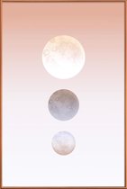 JUNIQE - Poster met kunststof lijst Moon Triplet -40x60 /Bruin &