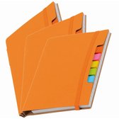Pakket van 5x stuks schoolschriften/notitieboeken A5 gelinieerd - oranje - Inclusief pen