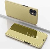 Voor iPhone 12 Pro Max 6.7 inch vergulde spiegel horizontale flip lederen tas met houder (goud)