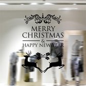 Home Decor Merry Christmas Gelukkig Nieuwjaar verwijderbare muurstickers, afmeting: 58cm x 58cm (zwart)